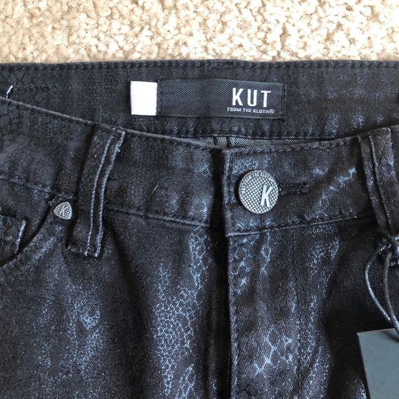 Kut From The Kloth Mia high rise coated snake 4 black jeans denim zip up - Picture 8 of 11